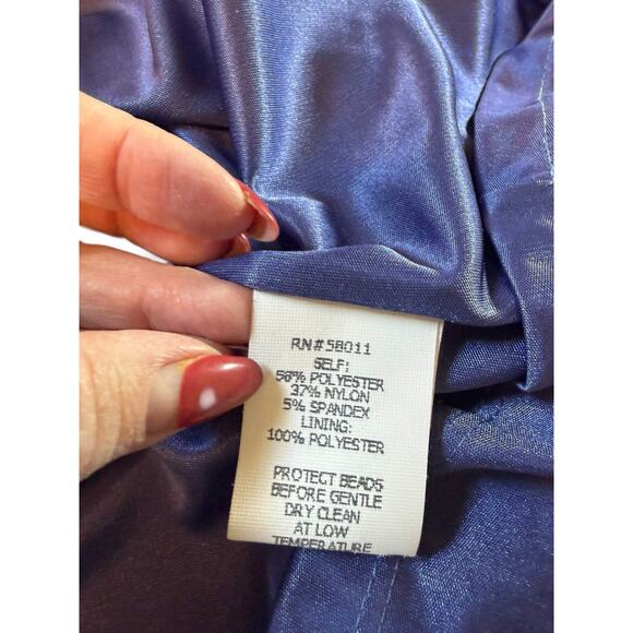 NWT David Meister Blue One Shoulder Jeweled Gown - Size 22 - Picture 11 of 16